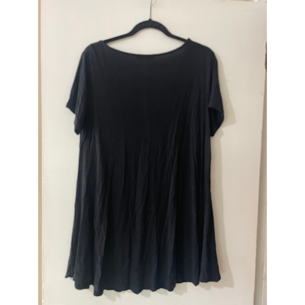 Zennilo Womens Black Short Sleeve Scoop Neck Swing Dress Size L - Picture 2 of 4